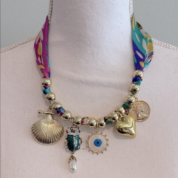 unknowned Jewelry - Gold and Multicolor Charm Necklace